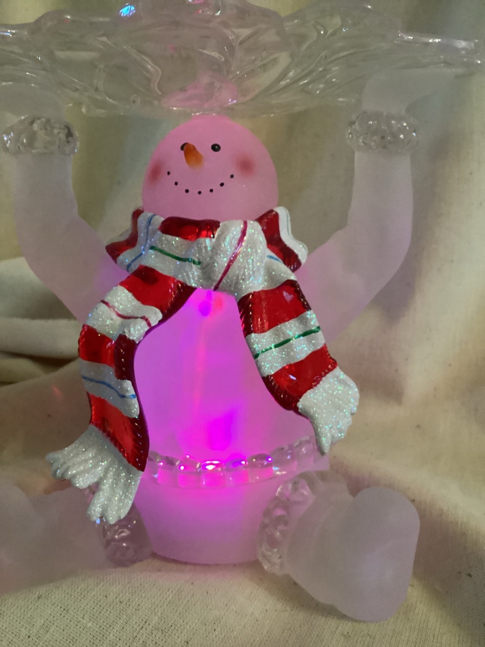 Illuminating Snowman Candy Dish NIB Unwrap the Magic